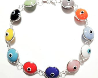 Bösen Auge Armband 925 Silber Armband Schutz Schmuck viel Glück Armband griechischen Mati Armband Lampwork bösen Blick Murano bösen Blick Schmuck