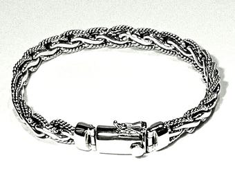 Bysantinskt armband 925 sterlingsilver Bysantinskt kedjearmband Sammanvävt flätat herrarmband Vävt silverarmband Tjockt kedjearmband