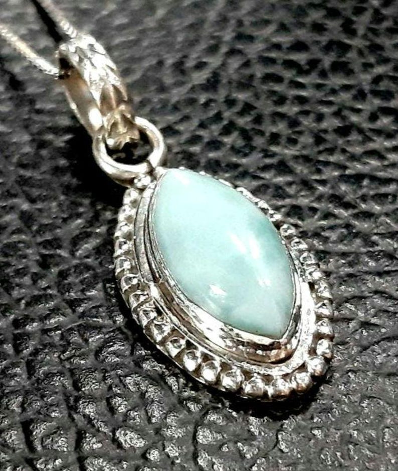 Larimar necklace 925 Sterling silver necklace Larimar gemstone necklace Larimar pendant Larimar pendant Larimar jewelry 925 Silver jewelry image 4