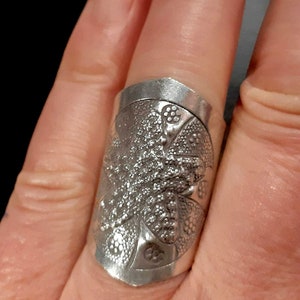 Sjöstjärnering 925 sterlingsilverband Justerbart öppet band Bred ring Lång silverring Inlindad ring Boho stor ring 925 silversmycken bild 1