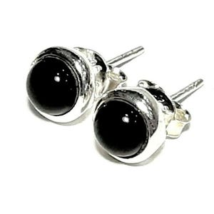 Black onyx earrings Sterling silver earrings Black onyx stud earrings Black onyx studs Natural onyx gemstones earrings Black onyx jewelry