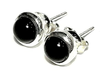Black onyx earrings Sterling silver earrings Black onyx stud earrings Black onyx studs Natural onyx gemstones earrings Black onyx jewelry
