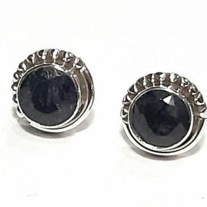 Sapphire earrings 925 Sterling silver earrings Natural sapphire stud earrings Sapphire studs Sapphire gemstones earrings Sapphire jewelry