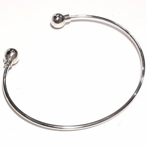 Charm torque bracelet Sterling silver torque bangle Adjustable torque Charm cuff Charm torc bracelet Two balls bangle Double ball bracelet image 4