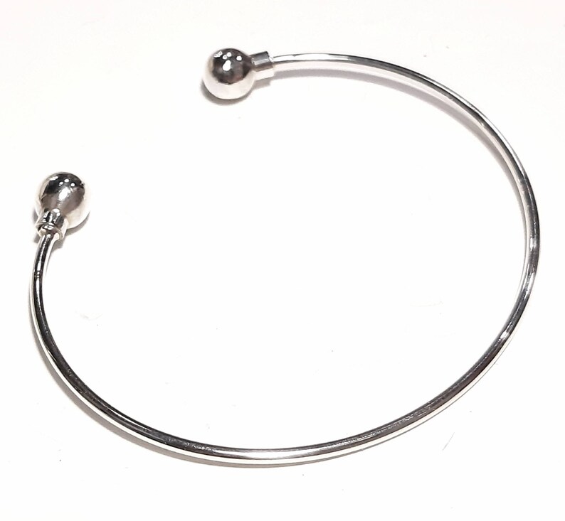 Charm torque bracelet Sterling silver torque bangle Adjustable torque Charm cuff Charm torc bracelet Two balls bangle Double ball bracelet image 4