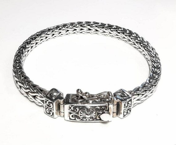 Stainless Steel Engravable Byzantine Bracelet Silver