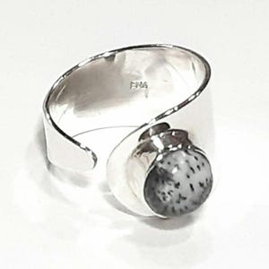 Dendritic opal ring 925 Sterling silver band Adjustable band Dendrite opal band ring Dendritic opal gemstone ring Dendritic opal jewelry image 5