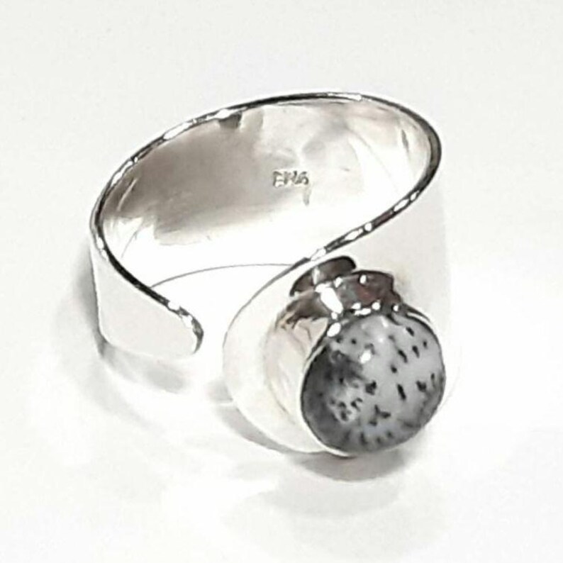 Dendritic opal ring 925 Sterling silver band Adjustable band Dendrite opal band ring Dendritic opal gemstone ring Dendritic opal jewelry image 5