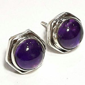 Amethyst earrings 925 Sterling silver earrings Amethyst stud earrings Amethyst studs Amethyst gemstones earrings Amethyst jewelry 925 Silver