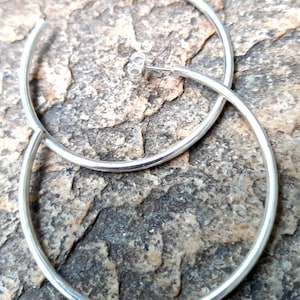 Hoop earrings 925 Sterling silver hoops Large hoops Big hoop earrings Elegant hoops Thin hoops Every day hoops Dainty hoops 1.9 inche hoops