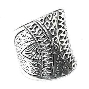 Yin yang band ring 925 Sterling silver band Adjustable band Yin Yang ring 925 Solid silver Wide band 925 Silver ring Wrap ring Boho ring image 3
