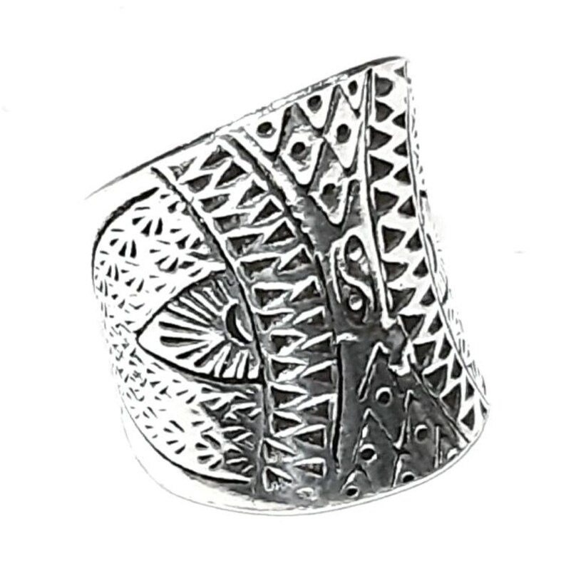 Yin yang band ring 925 Sterling silver band Adjustable band Yin Yang ring 925 Solid silver Wide band 925 Silver ring Wrap ring Boho ring image 3