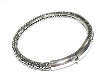 Pulsera bizantina Pulsera de cadena bizantina de plata de ley Pulsera entretejida Pulsera trenzada Pulsera de plata tejida Pulsera de cadena gruesa