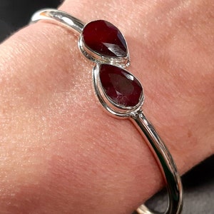 Ruby torque bangle 925 Sterling silver torc bangle Adjustable open bangle Ruby cuff bracelet  Ruby torc Ruby bracelet Ruby bangle Torc cuff