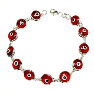 Evil eye bracelet 925 Silver bracelet Protection jewelry Good luck bracelet Greek Mati bracelet Lampwork evil eye Murano evil eye jewelry