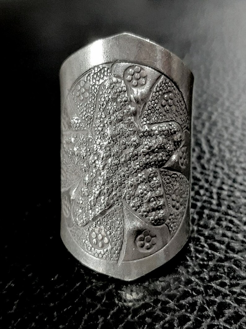Sjöstjärnering 925 sterlingsilverband Justerbart öppet band Bred ring Lång silverring Inlindad ring Boho stor ring 925 silversmycken bild 5