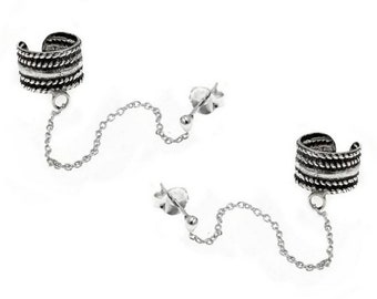 Puños de oreja de plata de ley Pendientes envolventes Puños de cartílago unisex Pendientes de cartílago sin perforar Puños de oreja sin perforar Pendientes de puño de cartílago