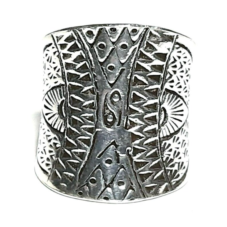 Yin yang band ring 925 Sterling silver band Adjustable band Yin Yang ring 925 Solid silver Wide band 925 Silver ring Wrap ring Boho ring image 7