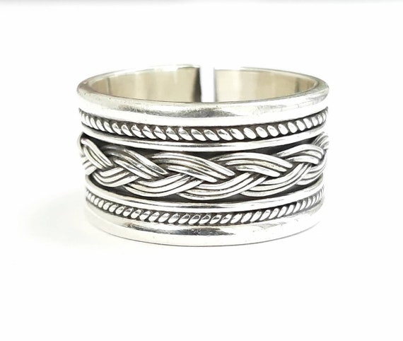 Net Ring Sterling Silver Ring Unisex Adjustable Ring Woven Band