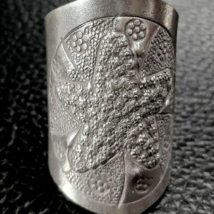 Sjöstjärnering 925 sterlingsilverband Justerbart öppet band Bred ring Lång silverring Inlindad ring Boho stor ring 925 silversmycken bild 9