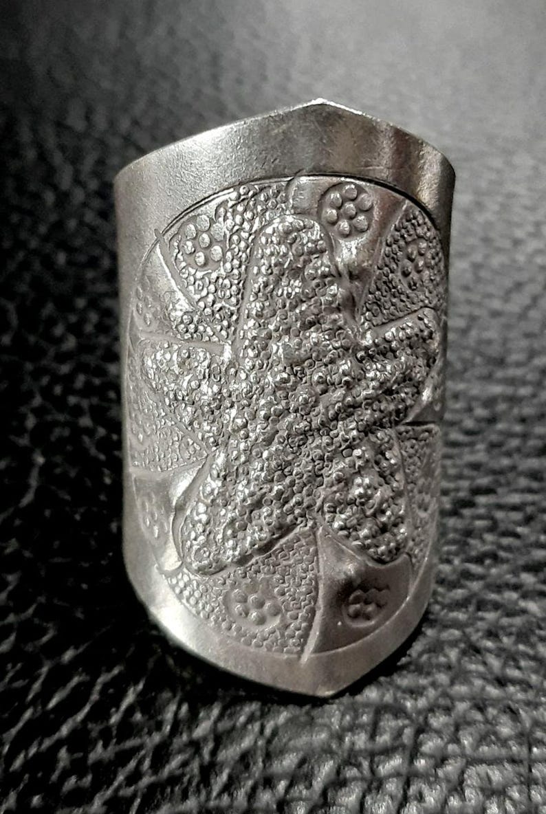 Sjöstjärnering 925 sterlingsilverband Justerbart öppet band Bred ring Lång silverring Inlindad ring Boho stor ring 925 silversmycken bild 9
