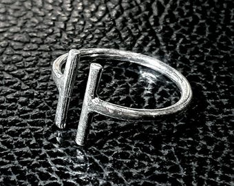 Anillo de dos barras Anillo de doble barra Anillo de torsión de plata de ley 925 Anillo de torsión ajustable Anillo de banda de barras gemelas Anillo de torsión de dos barras Anillo de torsión de barras gemelas