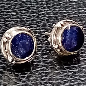 Sapphire earrings 925 Sterling silver earrings Natural sapphire stud earrings Sapphire studs Sapphire gemstones earrings Sapphire jewelry