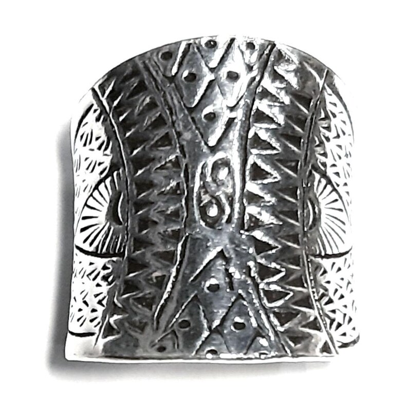 Yin yang band ring 925 Sterling silver band Adjustable band Yin Yang ring 925 Solid silver Wide band 925 Silver ring Wrap ring Boho ring image 5