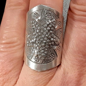 Sjöstjärnering 925 sterlingsilverband Justerbart öppet band Bred ring Lång silverring Inlindad ring Boho stor ring 925 silversmycken bild 8