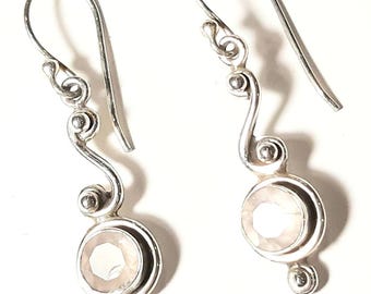 Rose quartz earrings Sterling silver earrings Rose quartz dangle earrings Rose quartz dangles Rose quartz gemstone earrings Quartz jewelry