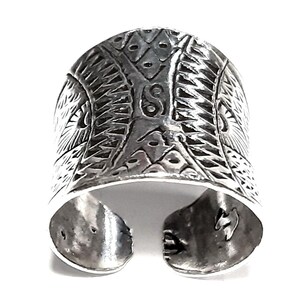 Yin yang band ring 925 Sterling silver band Adjustable band Yin Yang ring 925 Solid silver Wide band 925 Silver ring Wrap ring Boho ring image 4