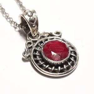 Ruby necklace Sterling silver necklace Ruby pendant Natural ruby gemstone necklace Ruby gem pendant July birthstone Ruby jewelry Love gift