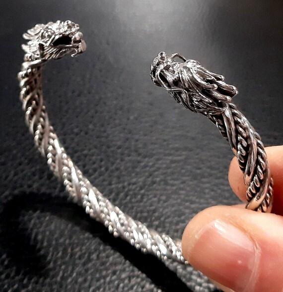 Dragon Bracelet Sterling Silver Bracelet Byzantine Bracelet Dragon