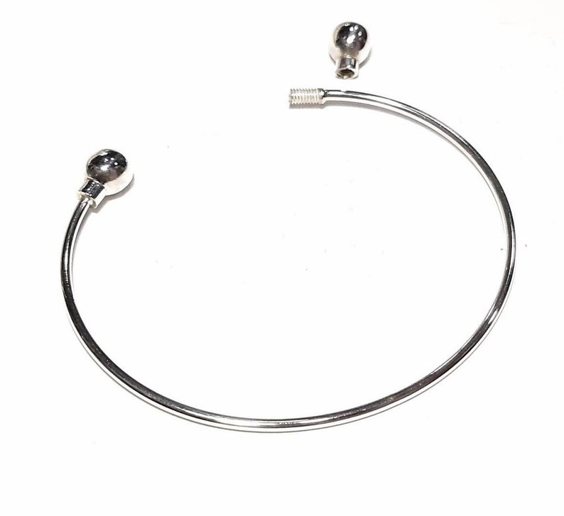 Charm torque bracelet Sterling silver torque bangle Adjustable torque Charm cuff Charm torc bracelet Two balls bangle Double ball bracelet image 2