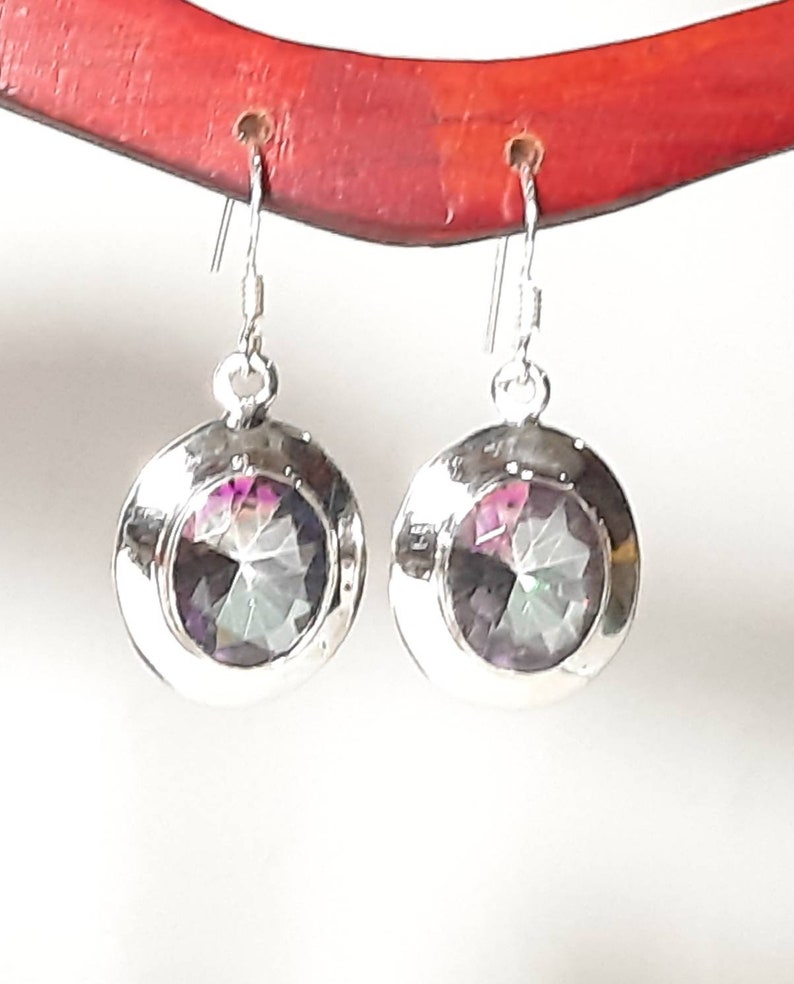 Mystic topaz earrings Sterling silver Topaz gemstone earrings Mystic topaz dangle earrings Topaz dangles Wedding jewelry Bridal earrings