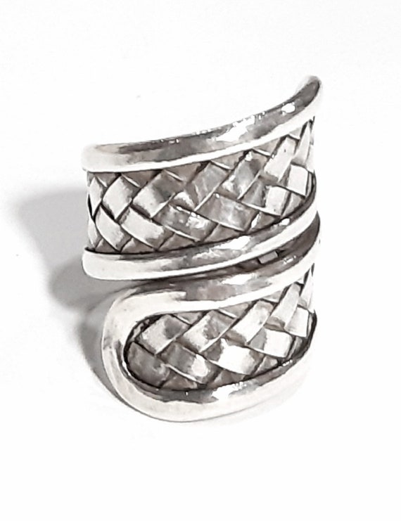Net Ring Sterling Silver Band Unisex Adjustable Woven Band Weave Band Mesh  Weave Band Swirl Net Ring Braided Band Wrapped Wrap Around Ring -   Canada