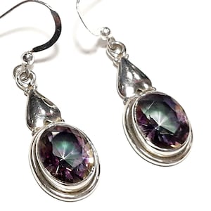 Mystic topaz earrings 925 Sterling silver earrings Topaz gemstone earrings Mystic topaz dangle earrings Topaz dangles Mystic topaz jewelry