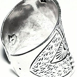 Yin yang band ring 925 Sterling silver band Adjustable band Yin Yang ring 925 Solid silver Wide band 925 Silver ring Wrap ring Boho ring image 6
