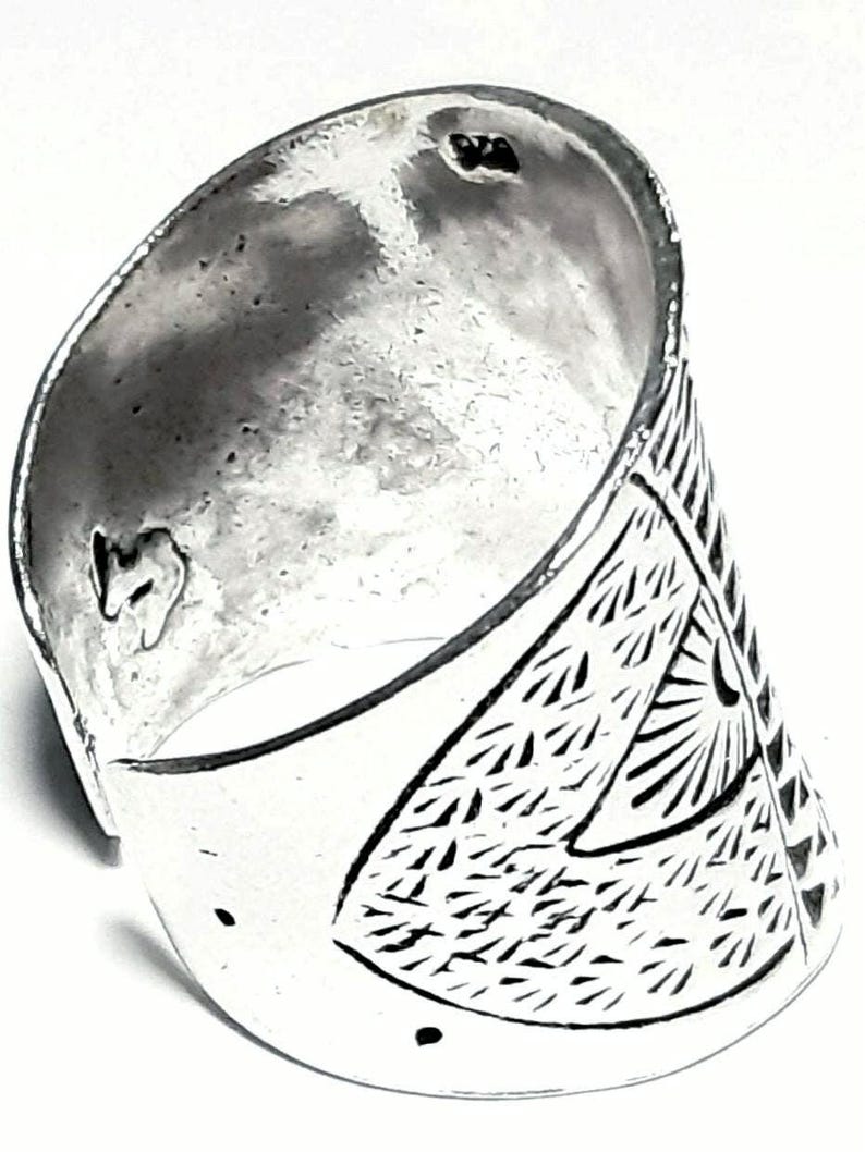 Yin yang band ring 925 Sterling silver band Adjustable band Yin Yang ring 925 Solid silver Wide band 925 Silver ring Wrap ring Boho ring image 6