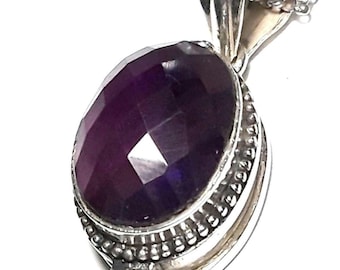 Amethyst photo locket necklace 925 Sterling silver locket pendant Poison box pendant Amethyst gemstone locket Keepsake Movable lid pendant