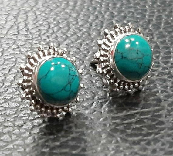 Turquoise earrings 925 Sterling silver earrings Turquoise stud earrings Turquoise studs Turquoise gemstone earrings Turquoise jewelry