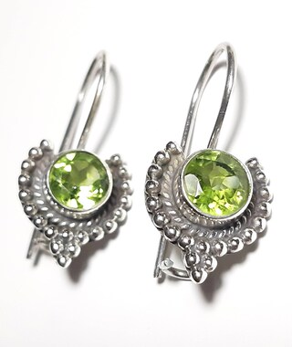 Orecchini Pendenti A Cuore In Argento 925 Con Peridoto Viola – Lunghezza 3,7 Cm – Anallergici