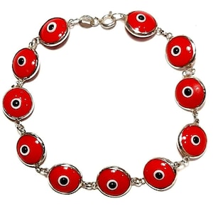 Evil eye bracelet 925 Silver bracelet Protection jewelry Good luck bracelet Greek Mati bracelet Lampwork evil eye Murano evil eye jewelry