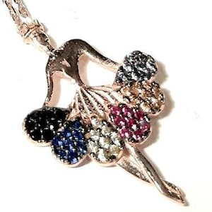 Ballerina necklace 925 Sterling silver Rose gold dancer Zircon ballet dancer pendant Dainty dancer necklace Ballerina pendant Dancer gift