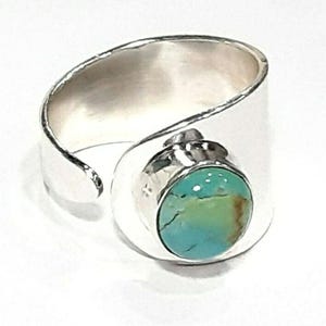 Bague turquoise tibétaine Alliance en argent sterling Bague réglable Bague turquoise Bague turquoise avec pierres précieuses Bijoux turquoise Bague tourbillon turquoise