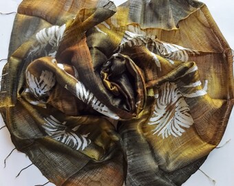 Brown Silk Shawl Hand Dyed Handwoven Batik Handmade Wedding Gift Wedding Accessories Light Weight Silk Shawl Natural Pure Raw Silk For Her