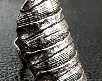 Long ring 925 Sterling silver band Adjustable Full finger Chunky ring Wide ring Open band Silver ring Wrap ring Wrapped ring Boho large ring