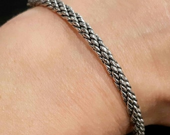 Brazalete tipo torque de plata de ley 925 Pulsera de plata retorcida Brazalete tipo torque entrelazado Brazalete tipo torque de cuerda de plata 925 Brazalete de dos bolas Brazalete de doble bola