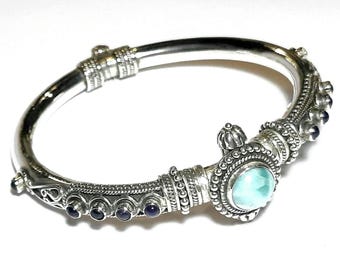 Larimar bracelet 925 Sterling silver bangle Larimar bangle Larimar gemstones bracelet Larimar jewelry 925 Silver bracelet 925 Solid silver