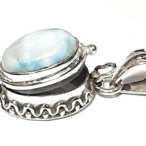 Larimar photo locket necklace 925 Sterling silver locket Keepsake locket Larimar locket Poison box pendant Larimar gemstone locket Pill box
